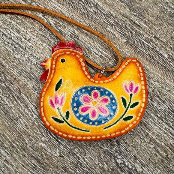 Genuine Leather Purse Charm Chicken Bag Charm Leather Flair Farm Lover NEW! - Picture 7 of 7